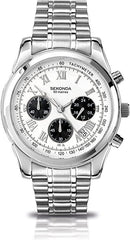 Sekonda Men's Chronograph White Dial With Silver Plated Stainless Steel Bracelet Watch 3417
