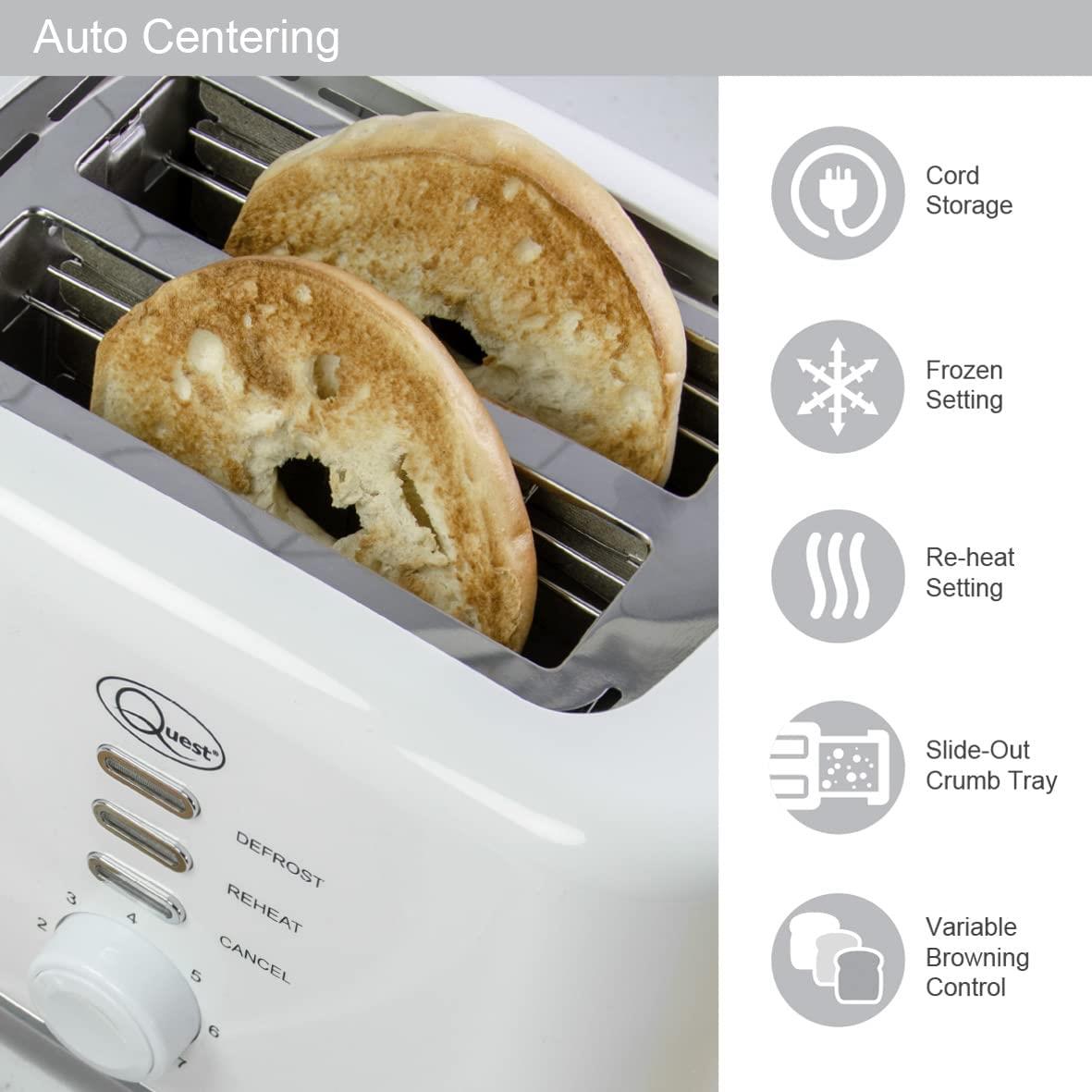 Quest 2 Slice Toaster White and Silver (Carton of 6)