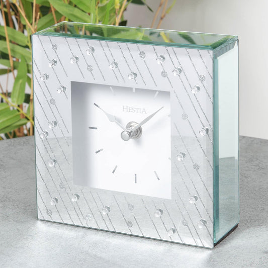 Hestia Mirror Glass Raindrop Design Mantel Clock