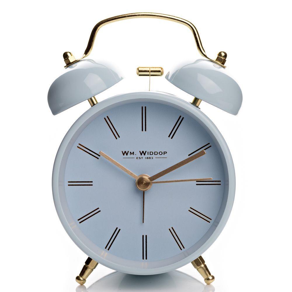 5378B WM. WIDDOP DOUBLE BELL ALARM CLOCK - LIGHT BLUE