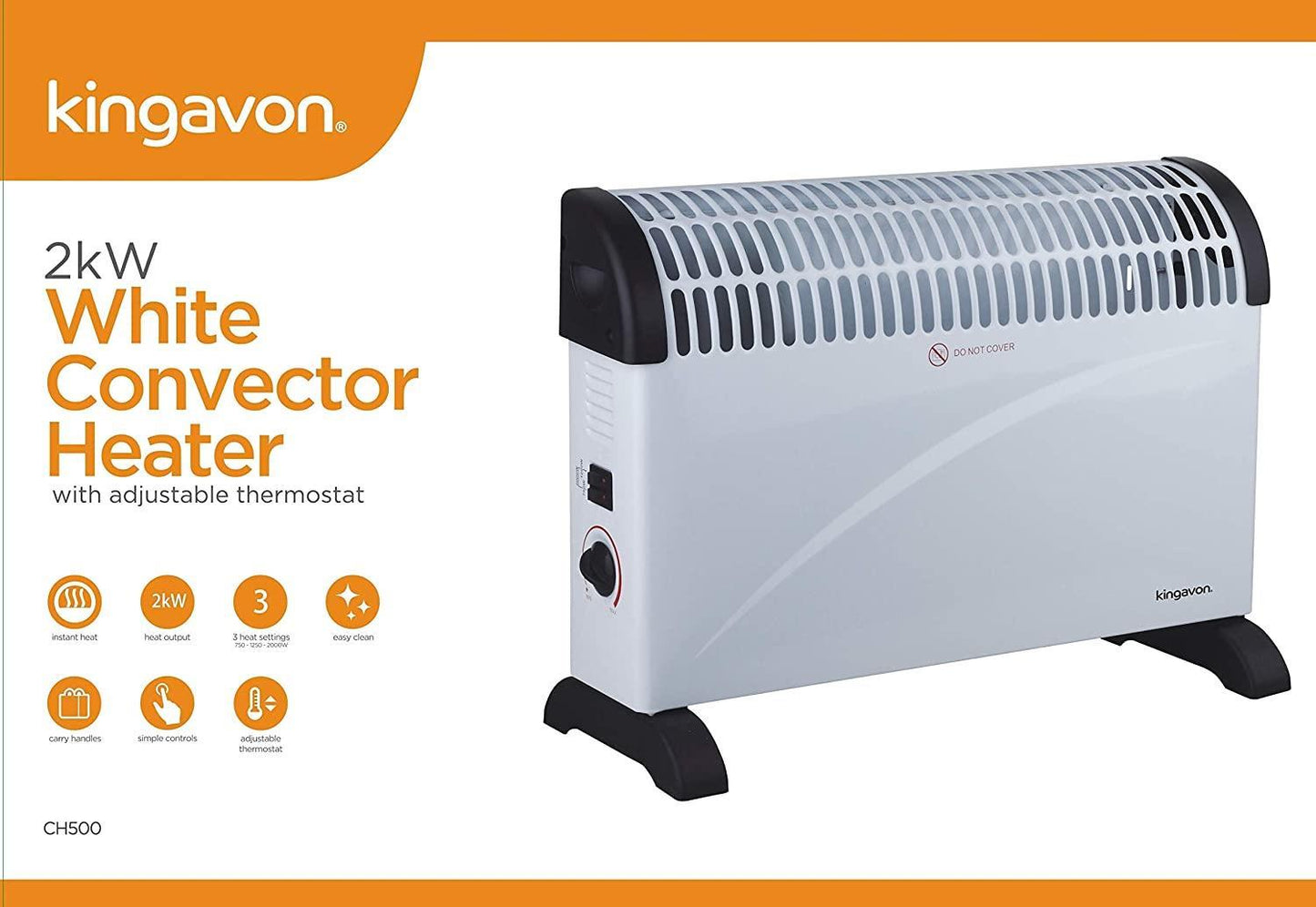 Kingavon Convector Heater, 2000 W, White- BB-CH500