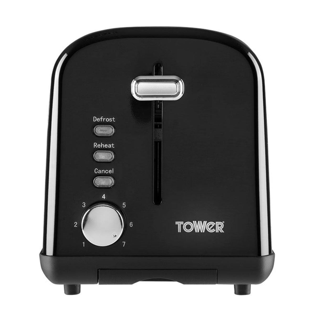 Tower Infinity 2-Slice Toaster Stainless Steel 900w Black T20014BL