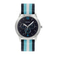 Tikkers Childrens Quartz Stainless Steel Blue & White Stripe Nylon Strap Watch TK0192