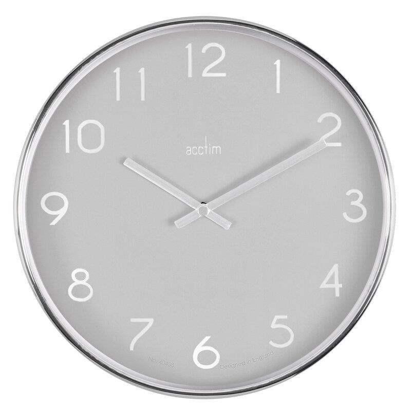 Acctim Elma 25cm Chrome plastic wall clock in 2283 Available Multiple Colour