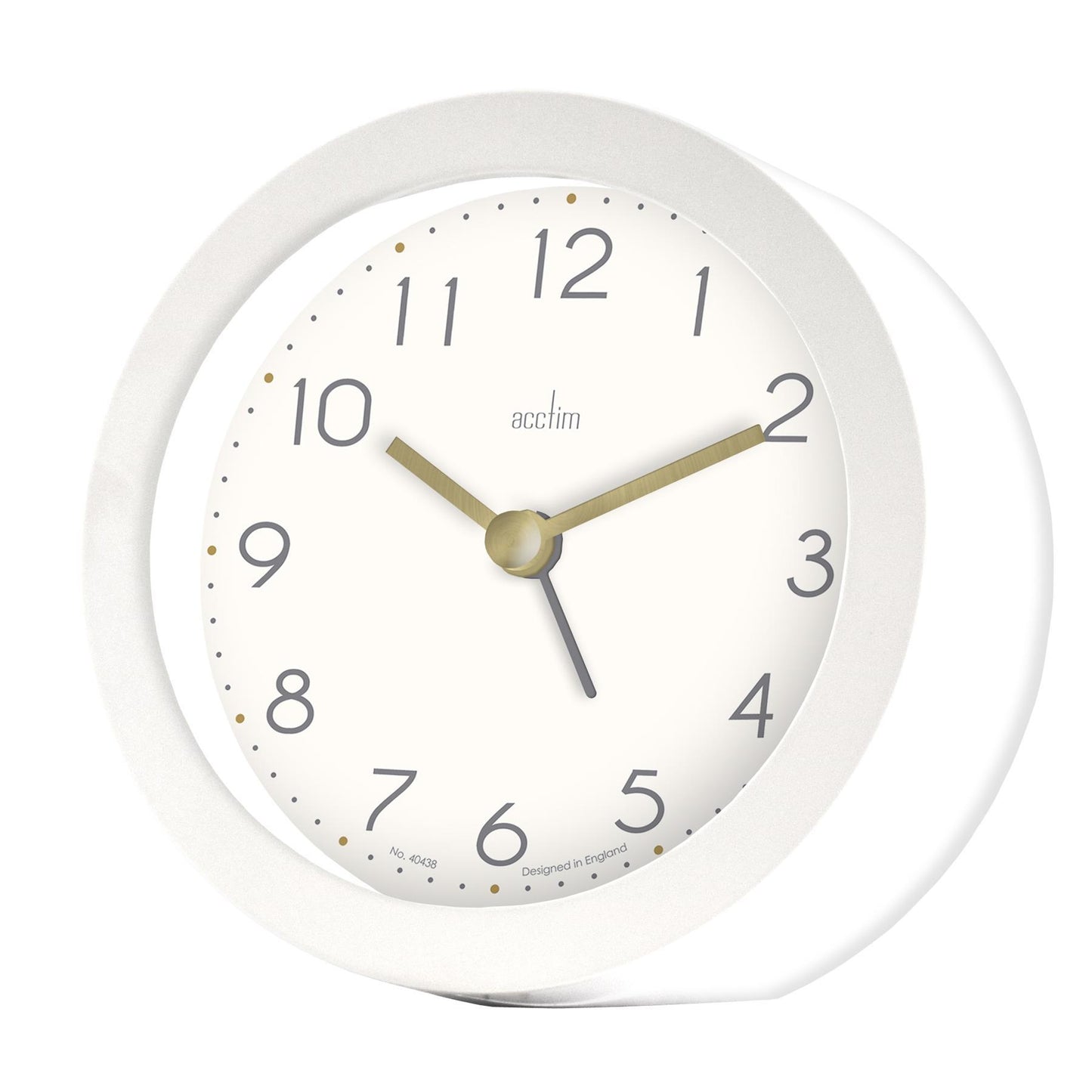 Acctim Mila Analogue Round Alarm Clock White/Mauve Blush/Aston Grey