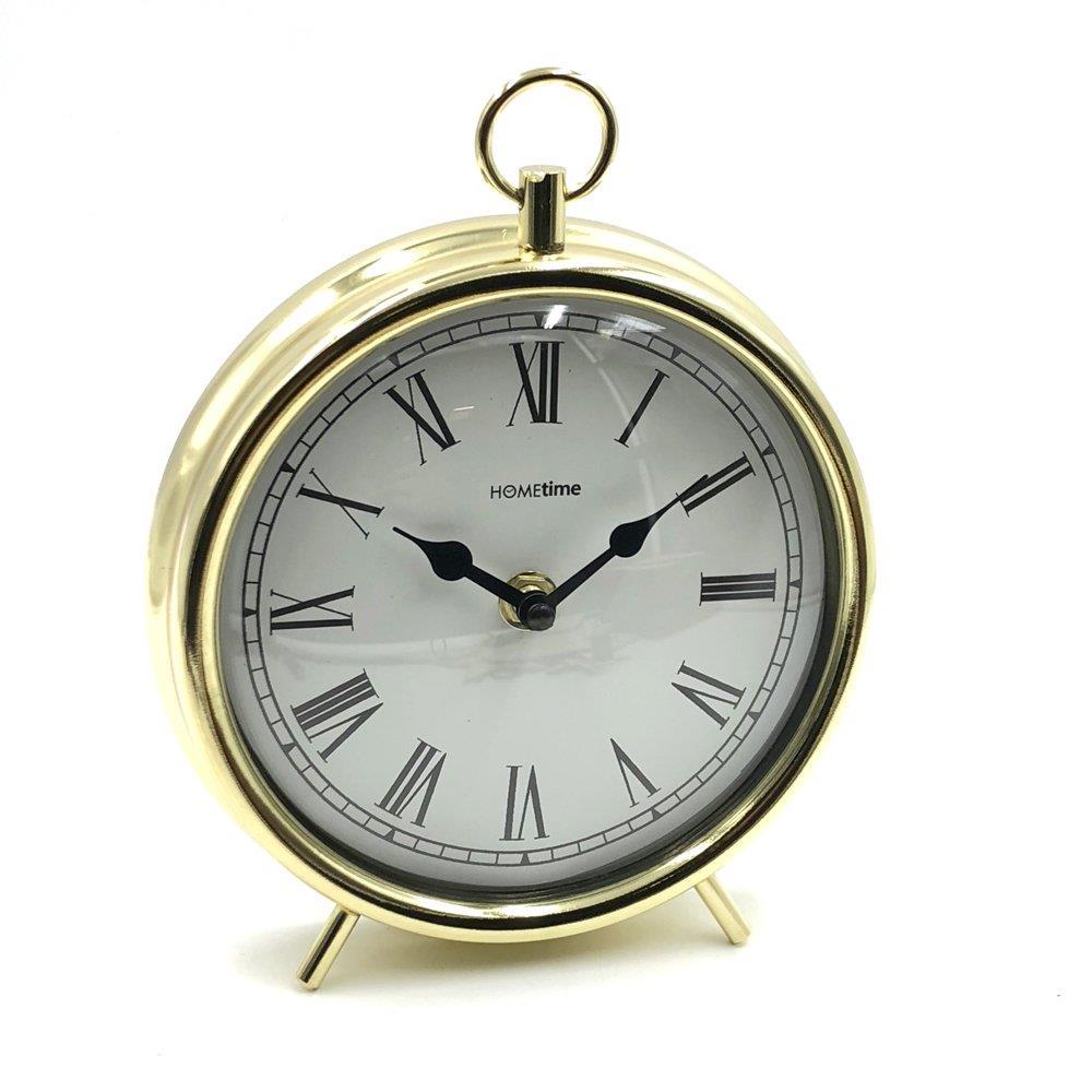 Hometime Metal Round Mantel Clock - Gold W2766