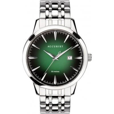 Accurist Mens Green Dial Dated Stainless Steel Bracelet Watch 7392