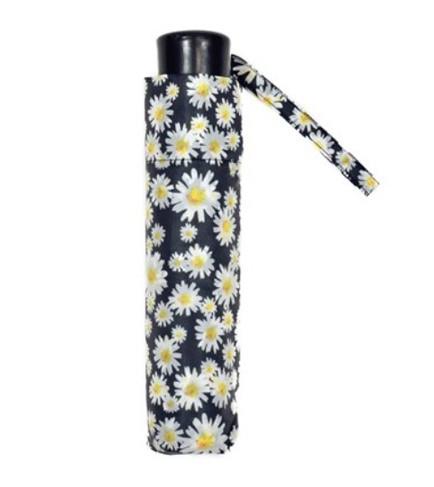 KS Brands Black Daisy Print 19.5'' Supermini Umbrella with Matching Sleeve UU0384