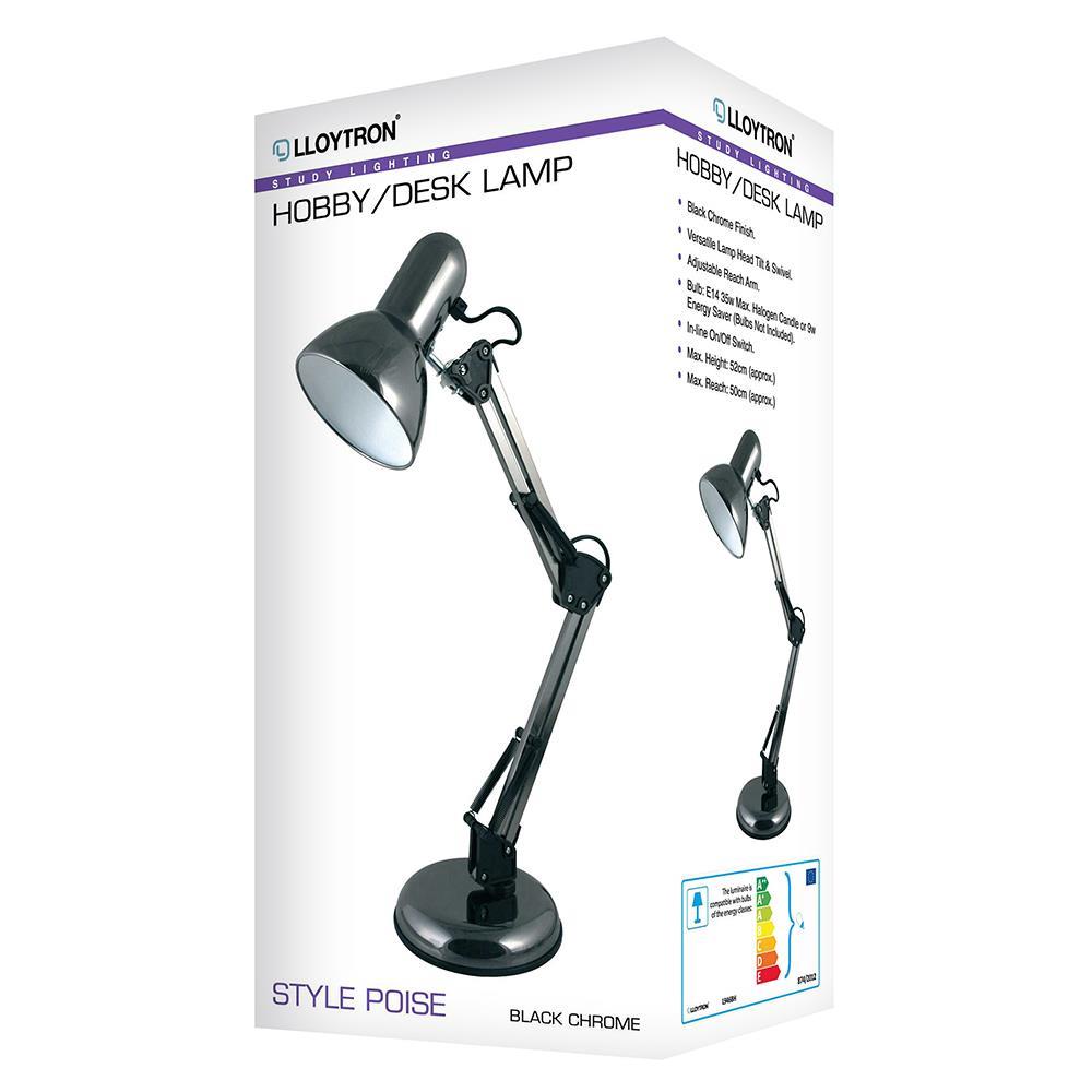 Lloytron 35w 'Style Poise' Hobby Desk Lamp - Black Chrome L946BH