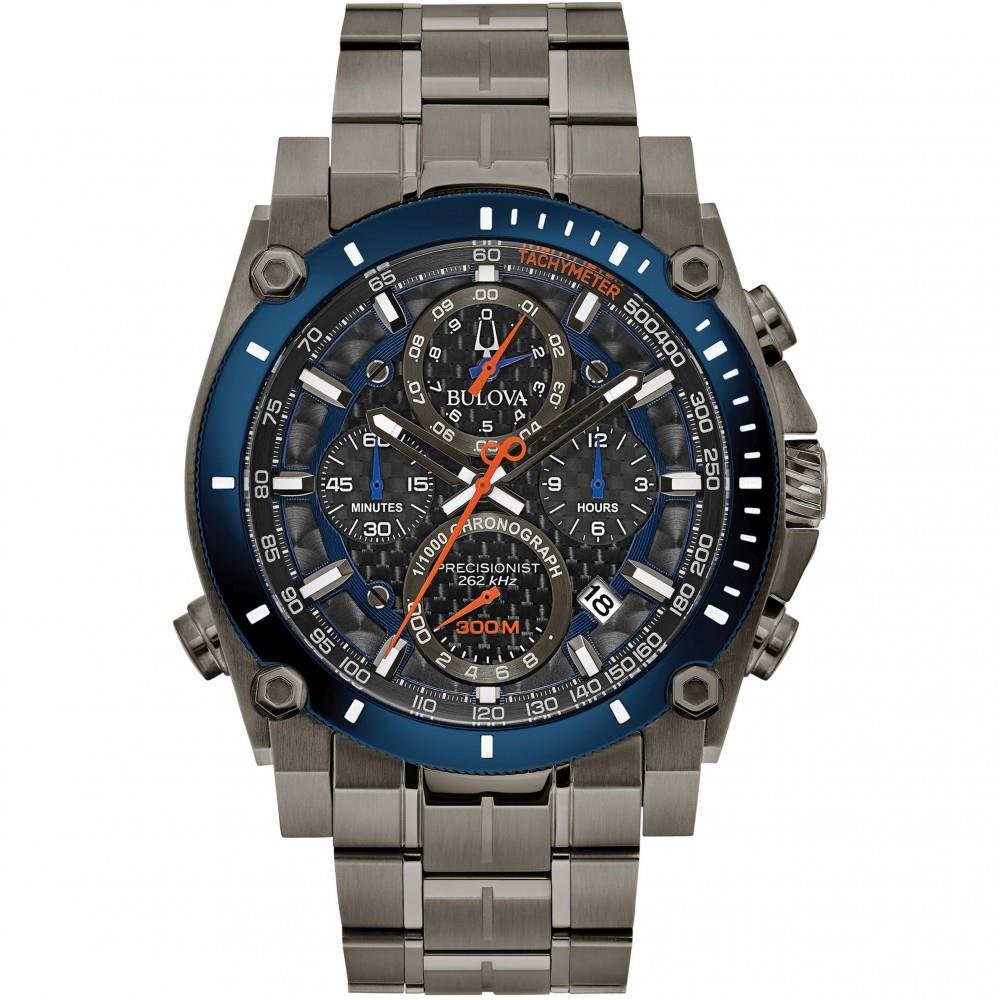 Bulova 98b343 Mens Precisionist Chronograph Date Bracelet Strap Watch, Grey/black 98b343