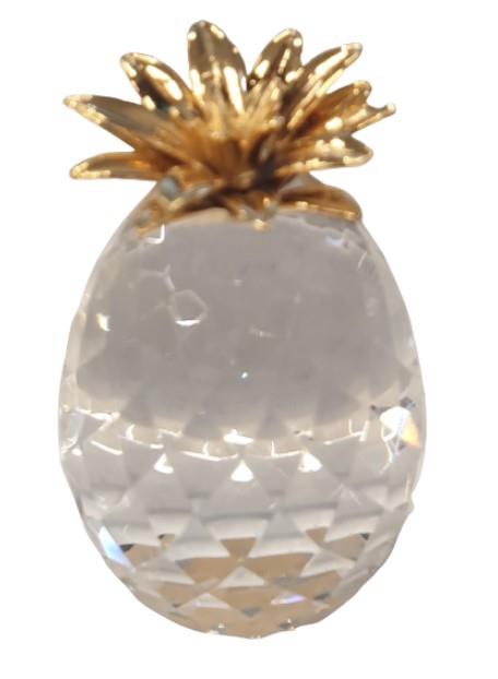 Miniature Clock Crystal Pineapple with Goldtone Plated Solid Brass IMP510 - CLEARANCE NEEDS RE-BATTERY
