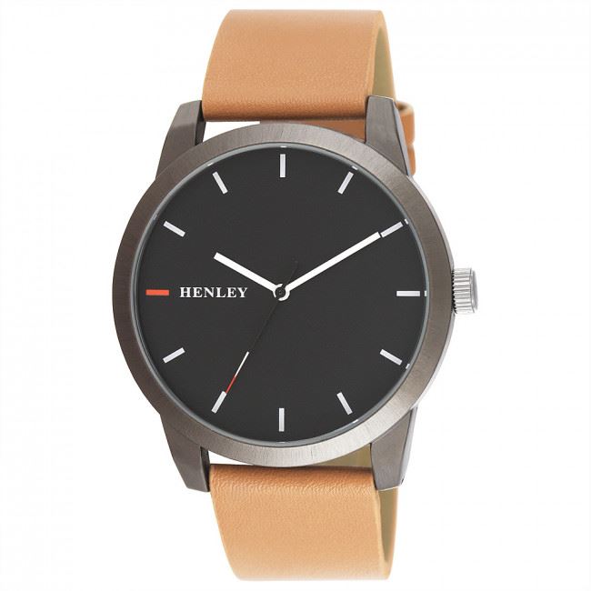 Henley Men's Triple Colour Pointer Faux Leather Strap Watch H02187