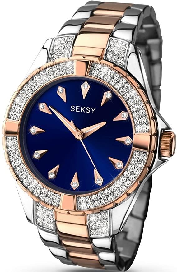 Seksy Womens Intense Watch 2 tone with blue face 2140