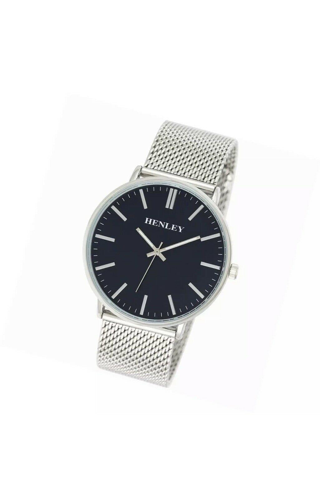 Henley Mens Contempory Index Mesh Watch - Blue H02168.6