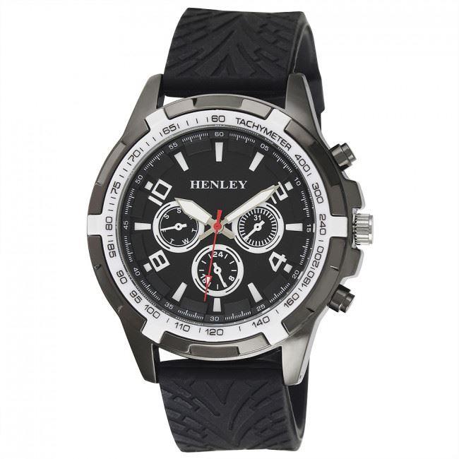 Henley Men's White Topped Sports Tyre Tread Silicone Watch H02189