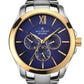 Accurist Men's chronograph Gold Plated Case Blue Dial Bracelet Wristwatch 7122
