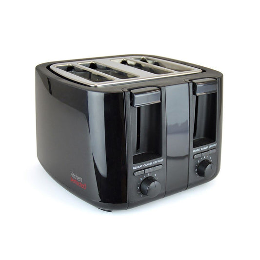 KitchenPerfected 4 Slice extra-wide slot Toaster - Black (Carton of 4)