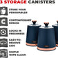 Tower Cavaletto 3 Piece Canister Set Blue/Rose gold