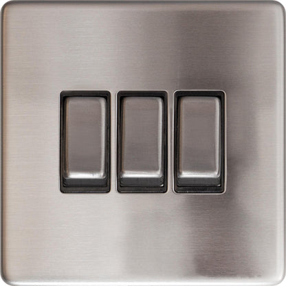 2 Way 3 Gang Light Switch 10A Screwless E345BD