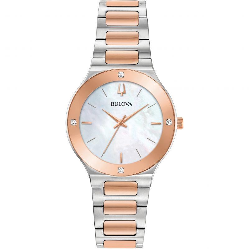 Bulova Ladies Futuro Silver/rose Gold 32mm Stainless Steel Watch 98R274