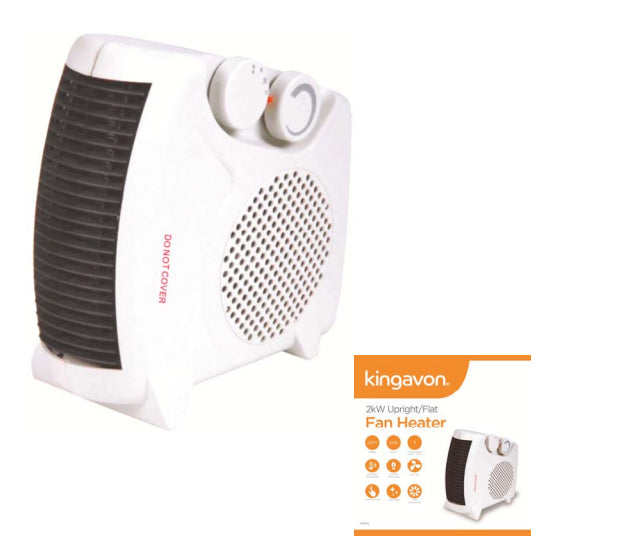 Kingavon 2KW Upright/ Flat Fan Heater BB-FH204- White
