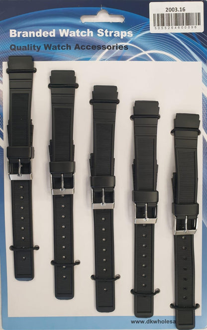 2003 5PK Black Rubber Watch Straps Available Sizes 12mm to 22mm