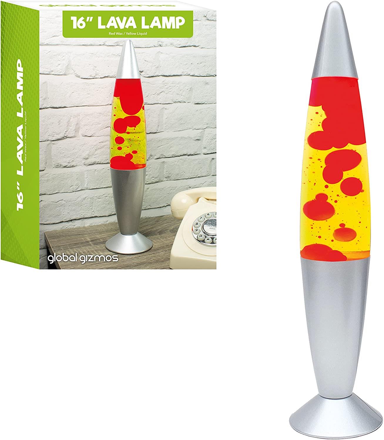 Global Gizmos 16 Inches Tall Red Wax/ Yellow Liquid Lava Lamp- 48850
