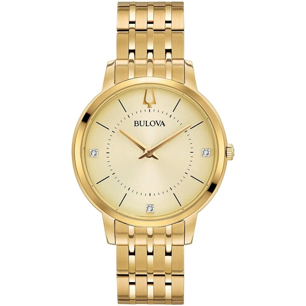 Bulova 97P123 Ladies Classic Gold Tone Diamond Wristwatch