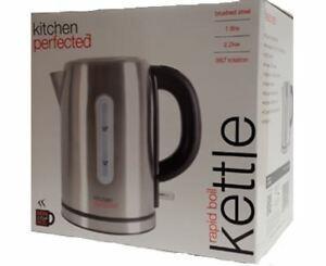 Kitchen perfected 1.0lt Brushed Steel Cordless kettle E1107BS