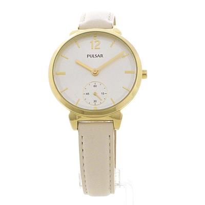 Pulsar Womans Cream Leather Strap Silver Dial Watch PN4058X1