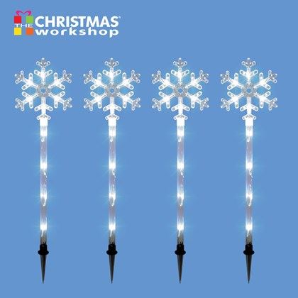 Christmas Workshop 4PC 40LED Snowflake Stake Light - White (Carton of 6)