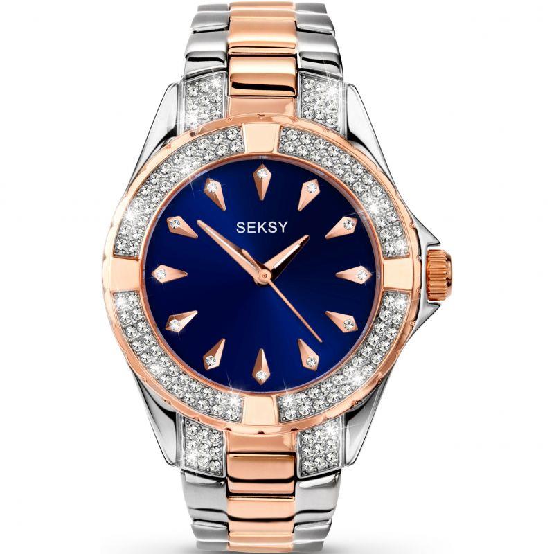 Seksy Womens Intense Watch 2 tone with blue face 2140