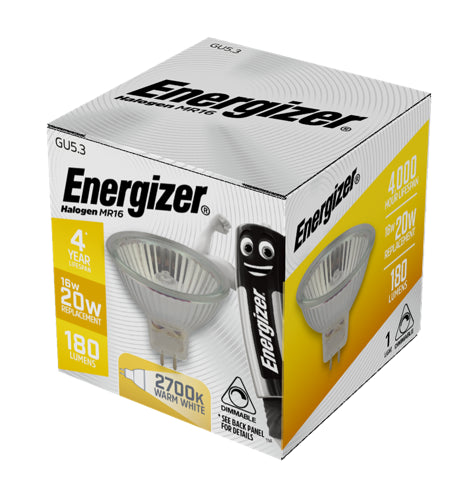 Energizer S5412 Halogen Bulb 16W MR16 180lm Warm White (Pack of 10)