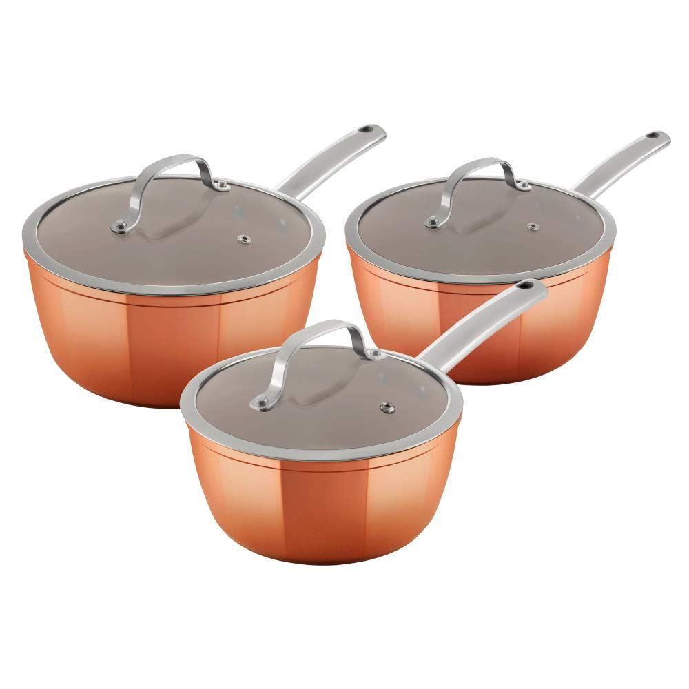 Tower Copper Forged 3 piece Saucepans set 18,20,22cm