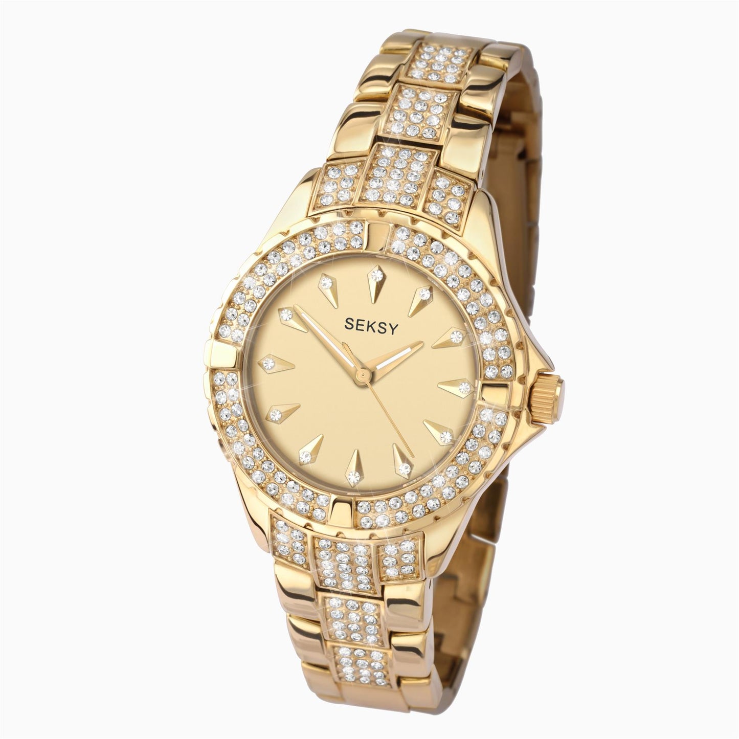 Seksy Ladies Watch | Gold Case & Brass Bracelet With Champagne Dial | 2259