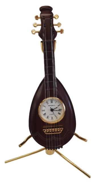 Miniature Clock Brown Guitar With stand IMP87 - CLEARANCE NEEDS RE-BATTERY
