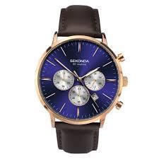 Sekonda Men’s Rose Gold Plated Dual-Time Dress Watch 1658