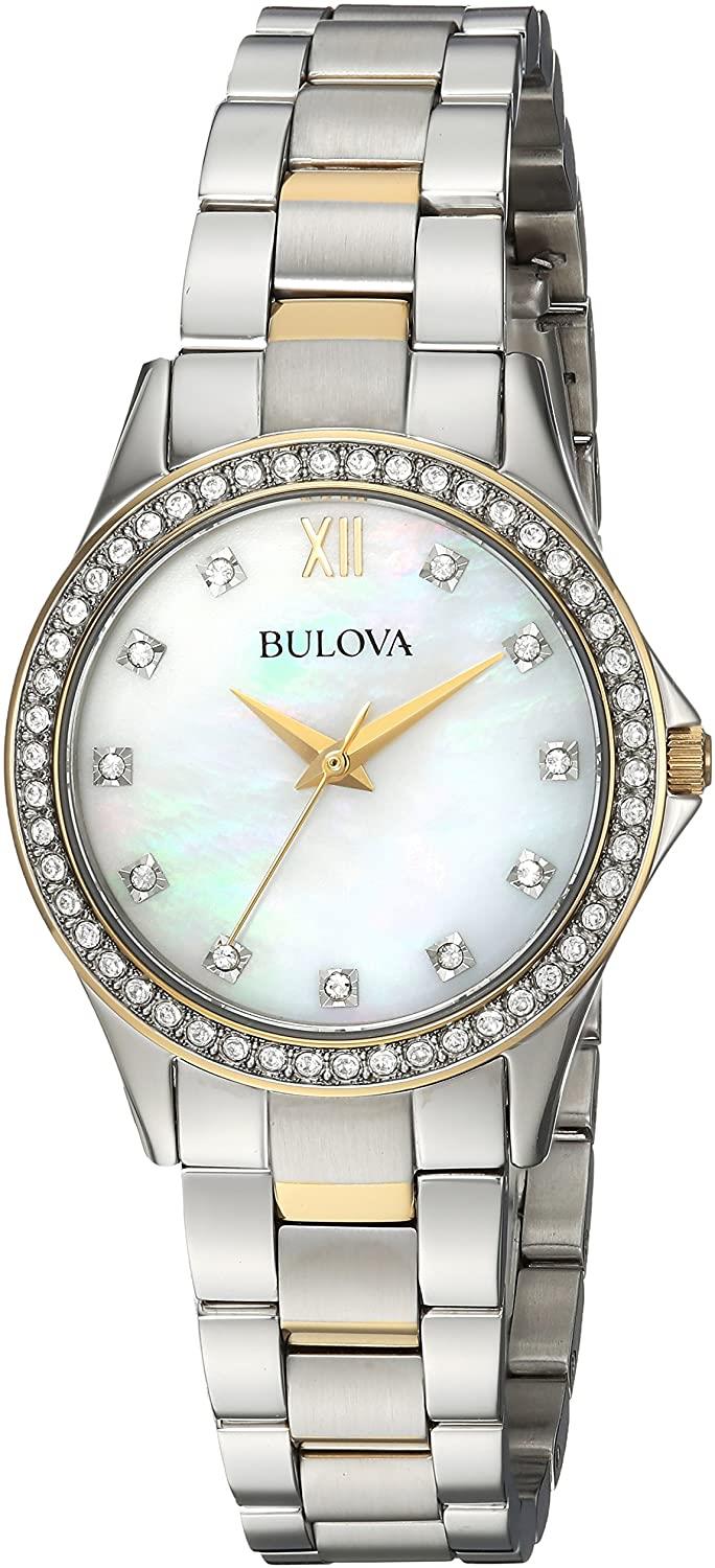 Bulova Bulova Ladies Crystal Two Tone Yellow Gold Steel Watch