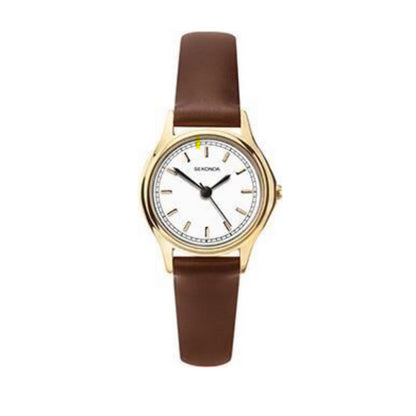 Sekonda Ladies Round Dial Brown Leather Strap Watch 2814
