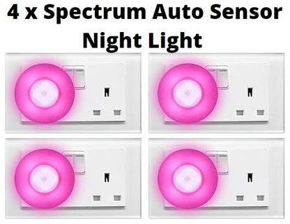 4 x Spectrum Automatic Sensor LED Night Light- Pink