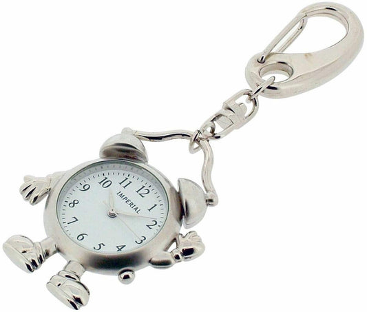 Imperial Key Chain Clock Alarm Mens Silver Imp740