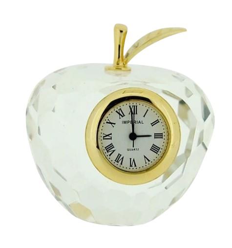 Miniature Clock Gold Plated Crystal "The Big Apple" Solid Brass IMP509 - CLEARANCE NEEDS RE-BATTERY