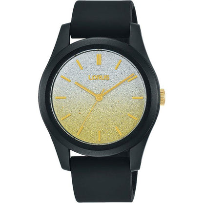 Lorus Ladies Champagne Dial With Black Silicone Strap Watch Rg269tx9