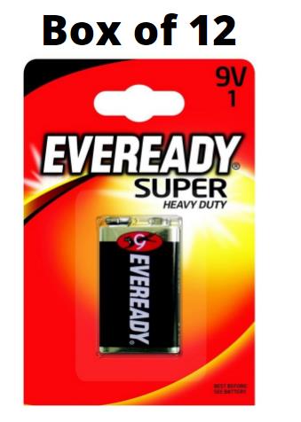 Eveready 9V Size Zinc Batteries 1 Box (12 x 1 pack)