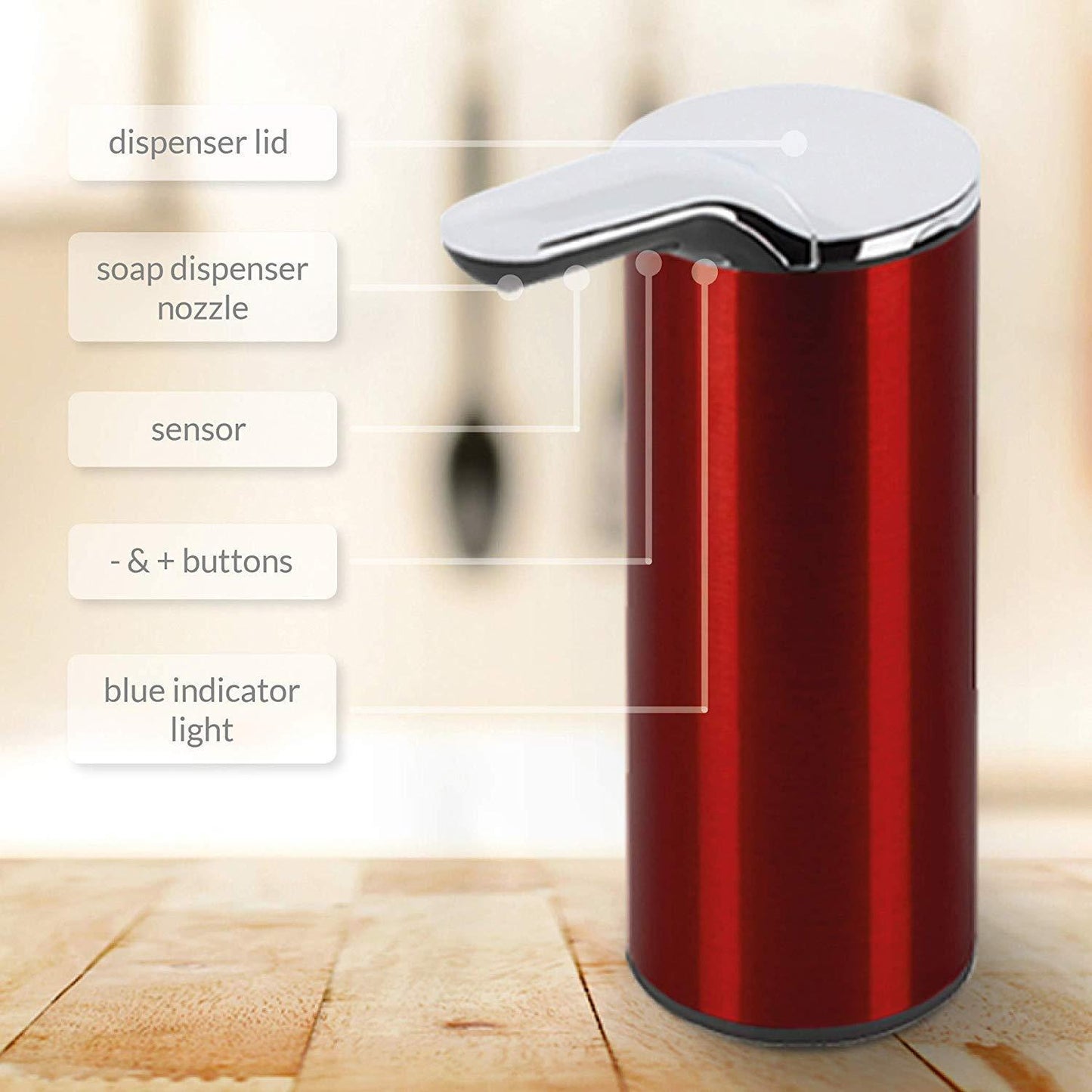 Morphy Richards Accents 250ml Sensor Soap Dispenser Red 975210