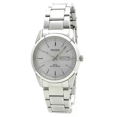 Pulsar Gents Silver bracelet with day date and silver face PJ6019X1