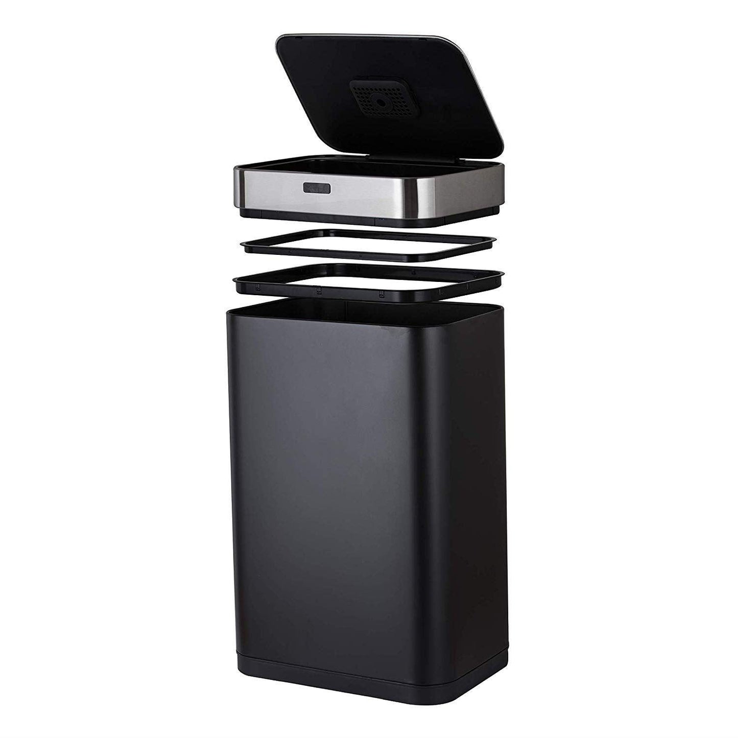 Tower Rectangular Sensor Bin with Infrared Technology, Stainless Steel, Black, 75 L T838001B