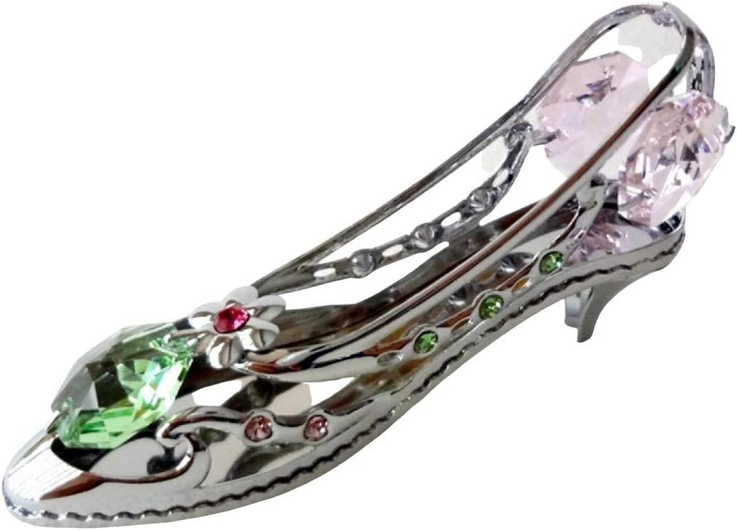 Crystocraft Crystocraft High Heel Shoe Ornament With Swarovski Elements Gift Boxed Green Pink Red Crystals Silver Chrome Plated Perfect Keepsake Collectors Gift Figurine