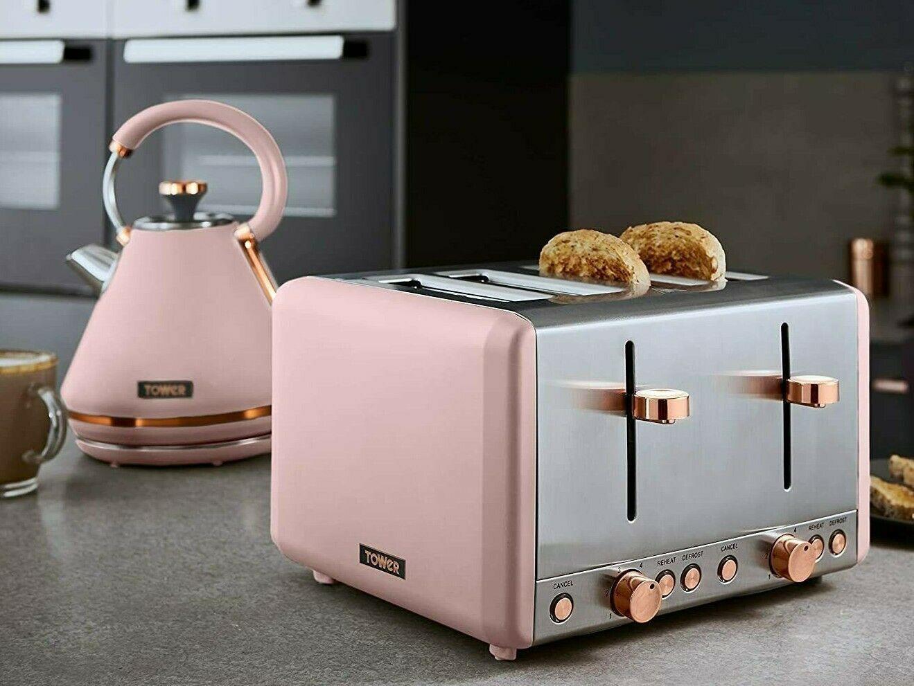 Tower Cavaletto Pink/Rose Gold Kettle & 4 Slice Toaster Combo