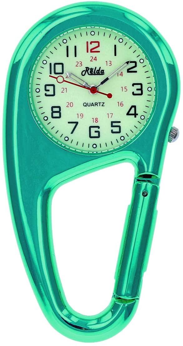 Relda Clip On Doctors Nurses Ladies Mens Unisex Carabiner - Luminous Pocket Fob Watch REL-L Available Multiple Colour